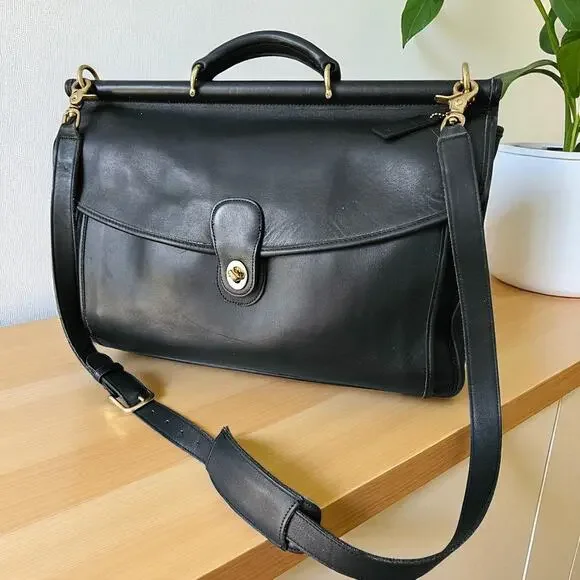 Coach | Bags | Vintage Coach Beekman Brief Black Leather Bag 5266 